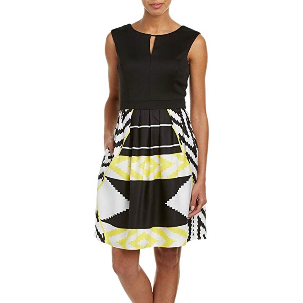 Ellen Tracy Black and Yellow Dress